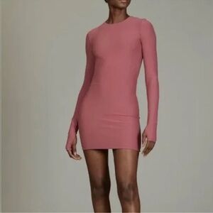 NWT Alix NYC Abbott Long Sleeve Open Back Stretch Mini Dress in Hibiscus Sz XS